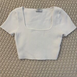 Babaton white Ribbed Crop Top
